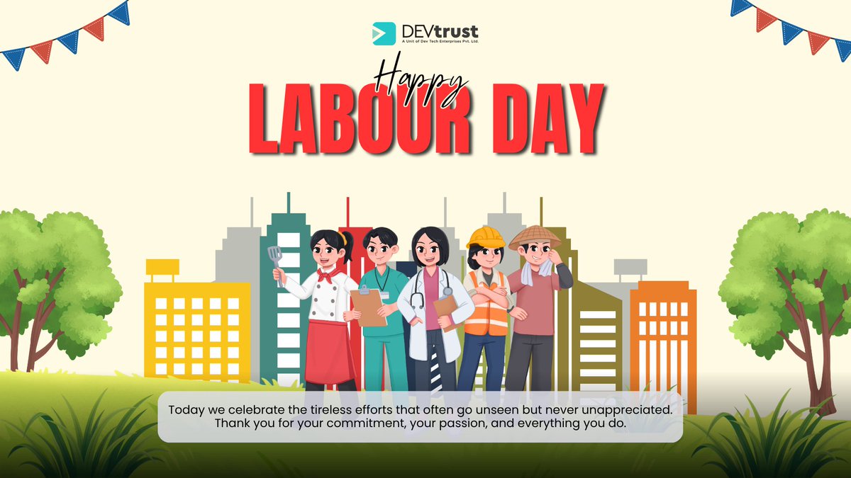 DEVtrustInc's tweet photo. Behind every successful organization is the commitment and passion of its people.
This Labour Day, let’s acknowledge the hard work, dedication, and perseverance that drive progress every single day.👏

#LabourDay2026 #WorkforceAppreciation #TeamSuccess #RespectAtWork https://t.co/qlPmNU0DKy