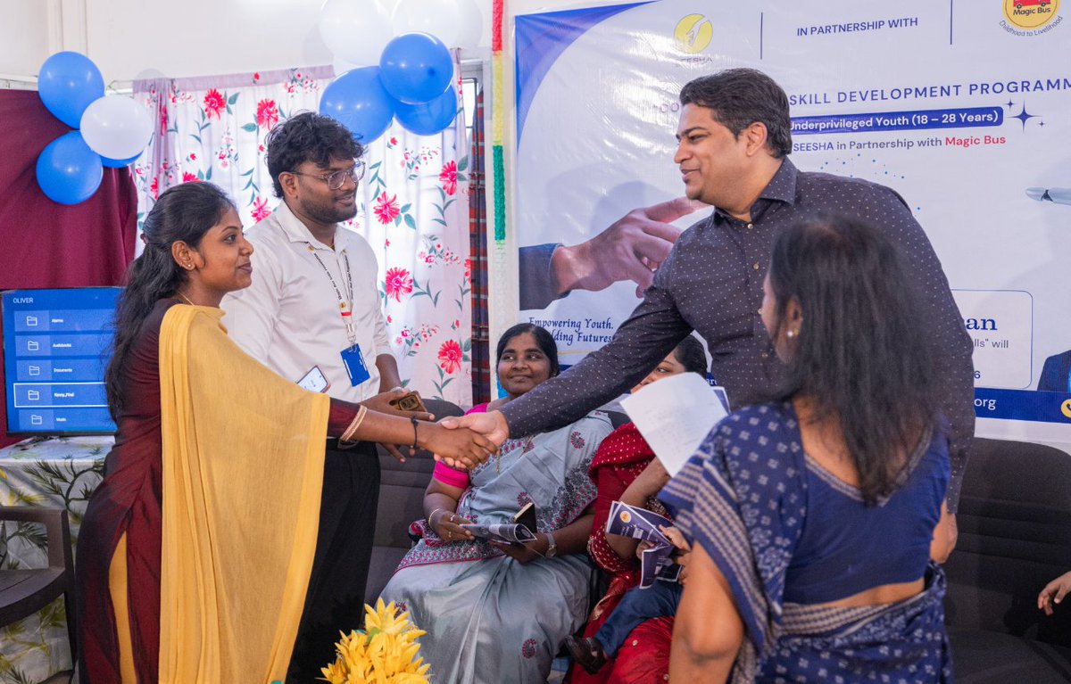 SEESHA_org's tweet photo. A new chapter begins! SEESHA, in partnership with @MagicBusIndia, launched a Comprehensive Skills Development Program for youth, inaugurated at Vanagaram, Chennai on 30th April 2026. Mr. Samuel Dhinakaran &amp; Dr. Shilpa Samuel launched the Program. A few pictures from the event. https://t.co/cmzATcOAqn