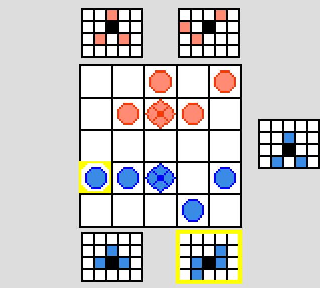 Boniato82's tweet image. New game, "Onitama pocket" for game boy color. Try it for free on  boniato82.itch.io/onitama-pocket #gameboy #gameboycolor #gbc #onitama #strategy #homebrew #GBDK #Retrogaming