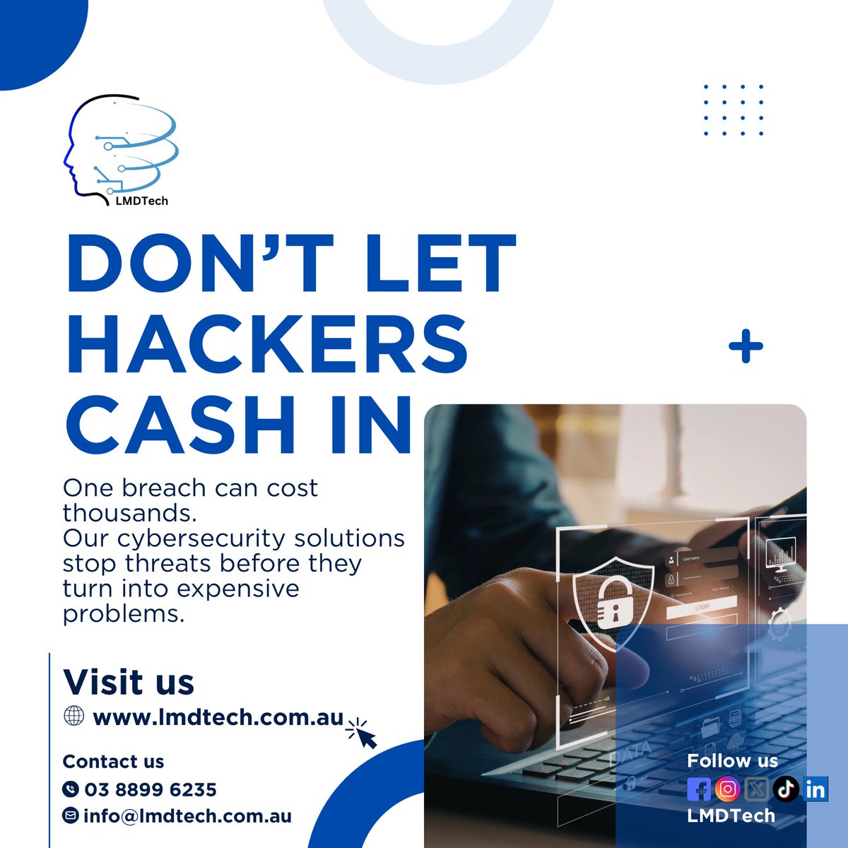 LmdTech's tweet image. One breach is all it takes.
It can cost thousands—our cybersecurity solutions stop threats before they become expensive problems.

🛡️ Protect your business early.

#CyberSecurity #ThreatPrevention #BusinessSecurity #SecureIT #LMDTech