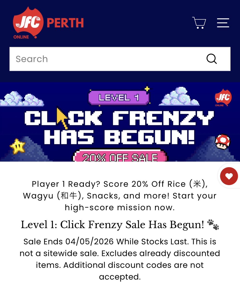 JFCが全品20%オフ。
5月4日まで。
per.jfconline.com.au

お気に入りのポーク餃子が売り切れてて悲しい😢
日本食品も全体的にかなり値上がりしたけど、ここ最近の燃料高で今年後半に届く分はさらに高くなるのかな…