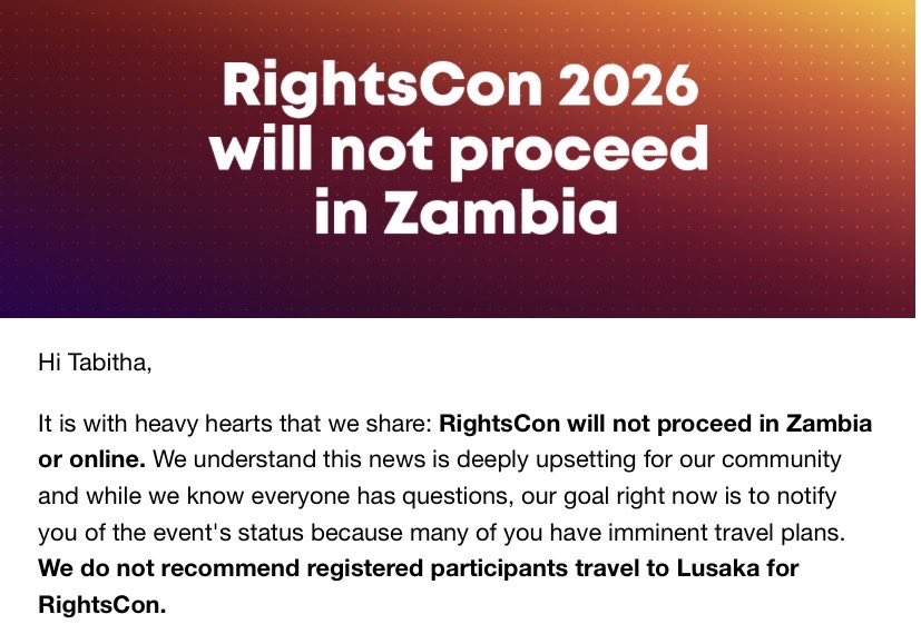 T_Wangechi's tweet photo. Africa finally hosting the biggest human rights event felt like a long overdue moment for the continent and for many of us in the space.

Standing in solidarity with @accessnow and the entire @rightscon community. It’s quite a shame to the Zambian Government, we deserved better. https://t.co/f3MBumgFIJ