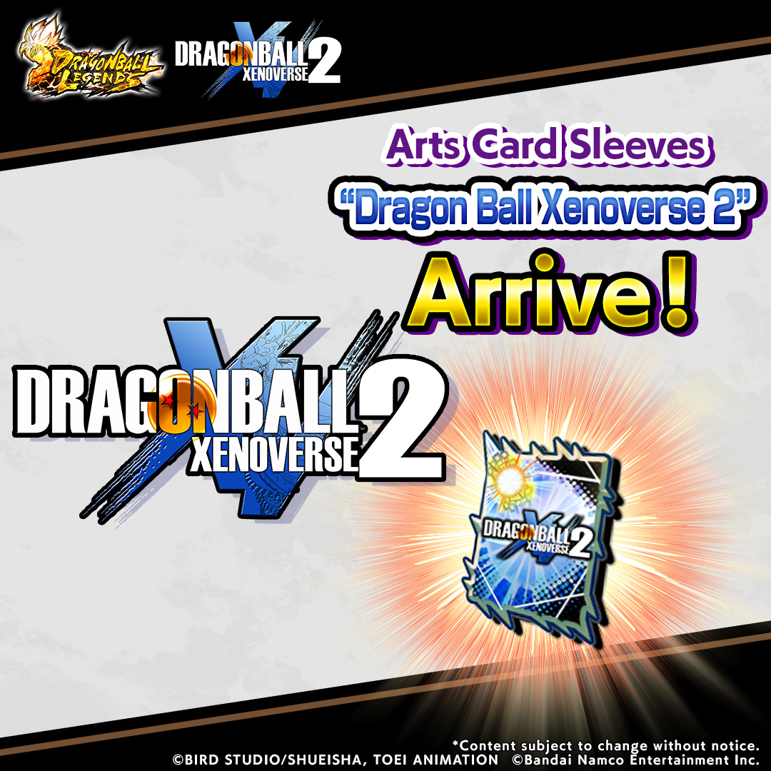 DB_Legends's tweet image. ◥◣New Arts Card Sleeve Info◢◤

"Dragon Ball Xenoverse 2" Arts Card Sleeves are here!

Get them by clearing "DRAGON BALL XENOVERSE 2 Collab Missions"!

#DragonBallXenoverse2
#DBLegends
#DragonBall