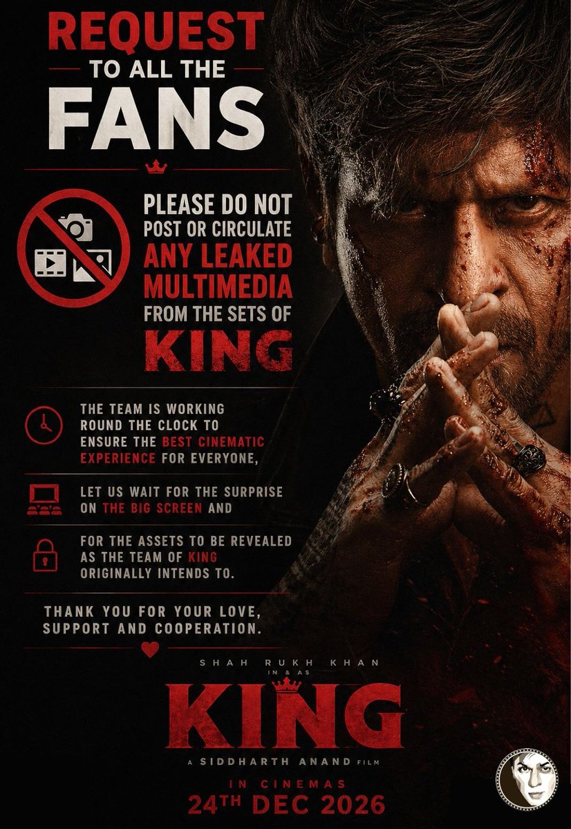 Divsrk2's tweet photo. Request to all fans, please don’t share any leaked content from #KING. Let’s respect the team’s hard work and wait to enjoy the full experience on the big screen. 🚨 https://t.co/csTTHIwu88