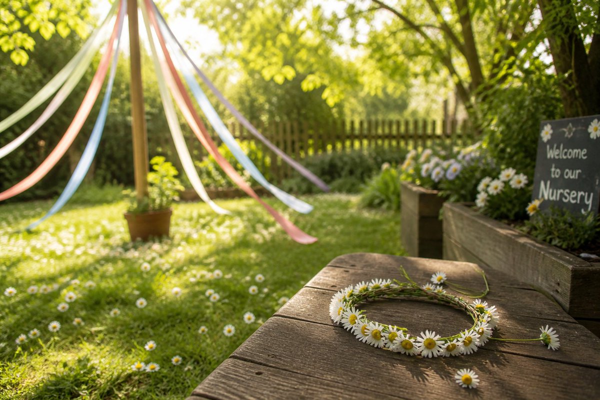 GrnAcresNrsries's tweet image. Happy May Day! 🌸 We've welcomed the month in proper style — daisy chains in progress, ribbons fluttering, and a very enthusiastic round of "Here We Go Round the Mulberry Bush". May the sunshine stay! ☀️ #MayDay #SpringHasSprung #EYFS #EarlyYears #ChildhoodMagic #TraditionsMatter