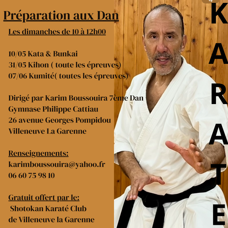 CDKarate92's tweet photo. #Stage

👉 Karim BOUSSOUIRA (7ème dan) vous propose plusieurs sessions de stage de préparation aux grades  🥋 .

💰 Gratuit
⛩ Gymnase Philippe Cattiau - Villeneuve-La-Garenne (92)
ℹ Karim BOUSSOUIRA
📞 06 60 75 98 10
📧 karimboussouira@yahoo.fr

#Karate #CDKarate92 https://t.co/qnKwpuKLcy