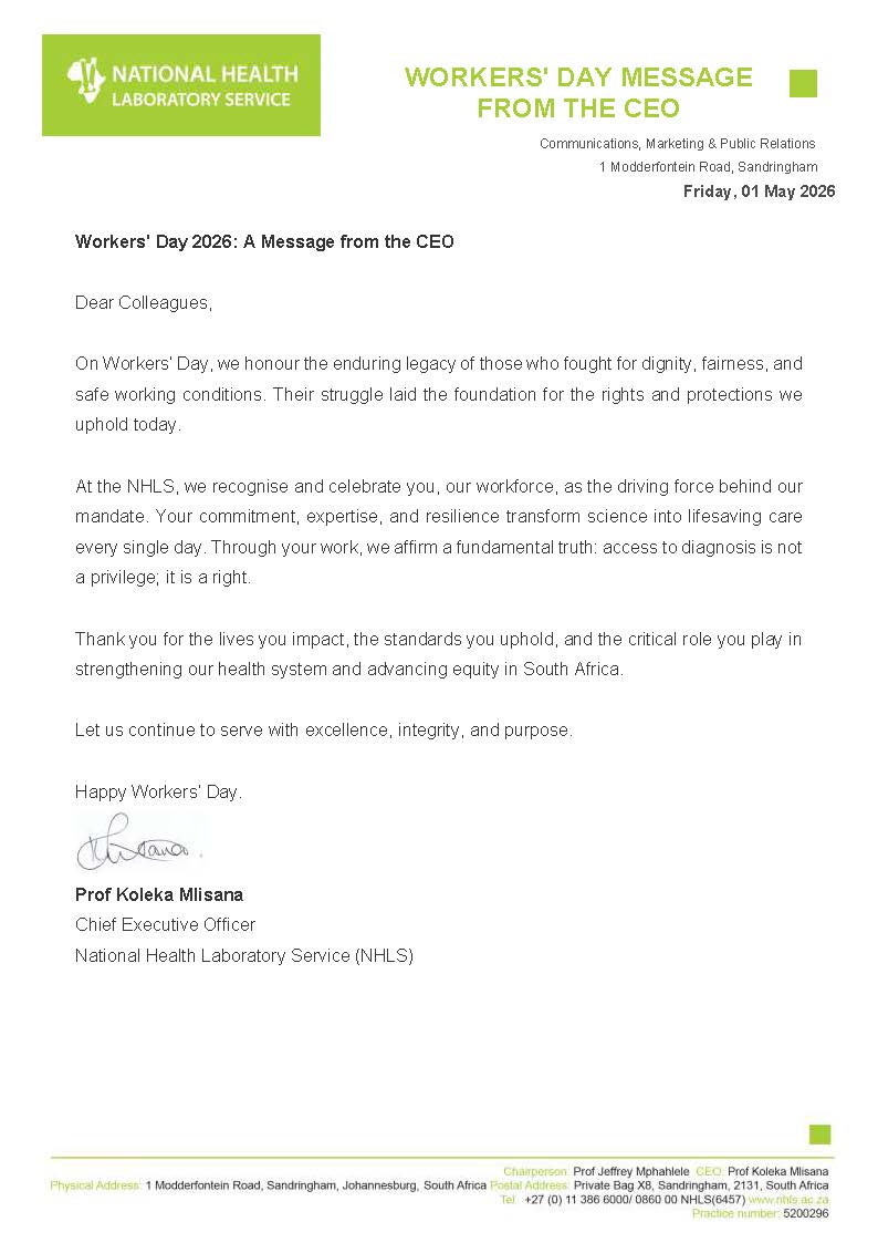 NATIONAL HEALTH LABORATORY SERVICE (NHLS) tweet media