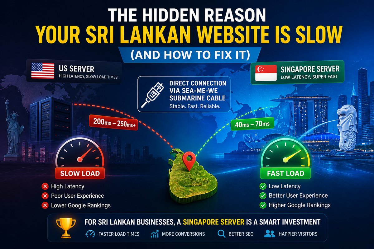hostasia_lk's tweet image. Why is your Sri Lankan website loading slowly?

Stop buying cheap US hosting! The physical location of your server matters more than you think. Let’s look at why Singapore servers beat US servers for local traffic. 

hostasia.lk/blogs/best-web…

#WebHosting #SriLanka #Servers