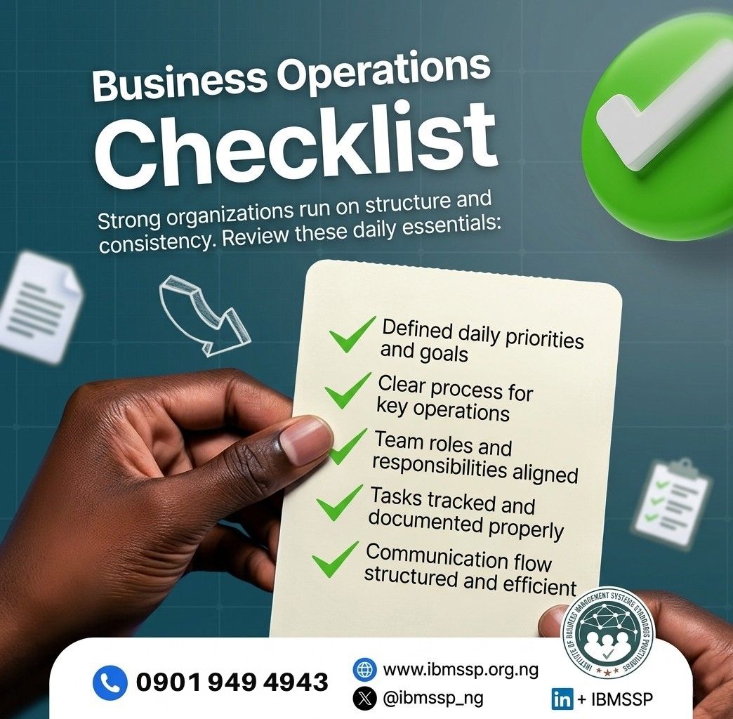 ibmssp_ng's tweet image. Free tip: use a short checklist for daily operations, 5 items maximum...
Keeps teams focused, reduces error and creates data you can act on. 
Want a starter checklist template?? DM us...
#IBMSSP #SMEAdvice #OperationalExcellence