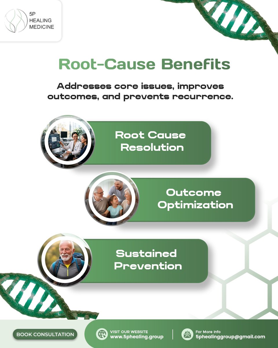 5phealing's tweet image. 𝐑𝐨𝐨𝐭-𝐜𝐚𝐮𝐬𝐞 𝐛𝐞𝐧𝐞𝐟𝐢𝐭𝐬

root-cause healing focuses on identifying and treating the underlying issues rather than just managing symptoms. by resolving the core problem, it improves outcomes and helps prevent recurrence.

#5phealing #rootcausehealing #holistichealth