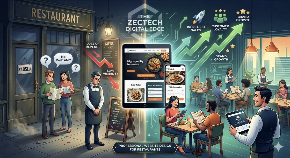 ZectechOfficial's tweet image. Is your restaurant still struggling in the offline world?
Zectech.in
#RestaurantMarketing #Zectech #DigitalGrowth #FoodBiz #WebDesign #Ai #Zectech #WebDesign #DigitalTransformation #LocalBusiness #FoodIndustry #RestaurantOwner #BusinessGrowth #WebsiteDevelopment
