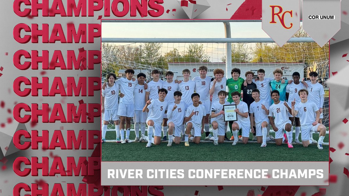 RC_BoysSoccer's tweet photo. Sweet Revenge.  RCC Champs with a 2-0 stunning victory over SSC Cardinals.  Will Preston &amp; Jordan Martinez with the goals but the defense &amp; James Buczkowski (another clean sheet) was the difference. Subdistricts next week at home.  Road to Morrison rolls on. #corunum #RollPride https://t.co/hyhKQF6PmQ