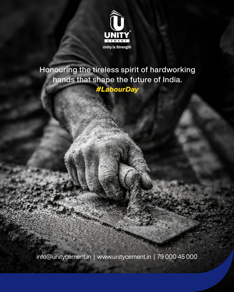 unitycement's tweet photo. Behind every strong structure are hands that never stop working. 🛠️
Today, we salute the dedication, effort, and spirit that builds our nation.
Happy Labour Day from Unity Cement.

#UnityCement #LabourDay #InternationalLabourDay #UnityIsStrength #RespectWorkers #ConstructionIndia https://t.co/nd7E7xJicc