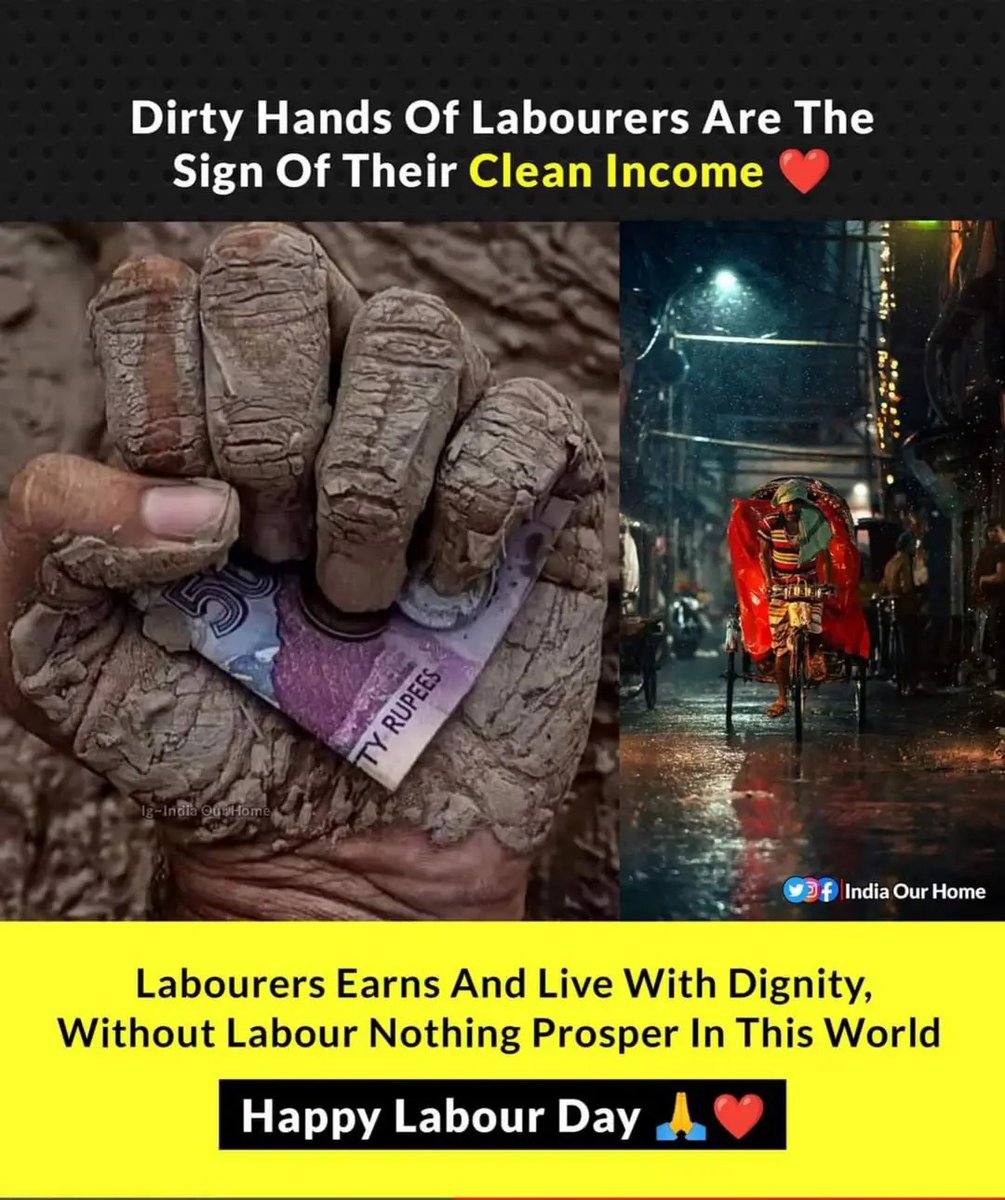 Abhishe13667261's tweet image. Labours are actual backbone of the development.Yet they can't provide basic need to their family in this inflation time. My hearfully Respect to all the Labours struggling for their Family🙂
#happyLaboursday