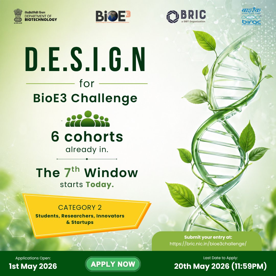 The 7th Window of the D.E.S.I.G.N. for BioE3 Challenge is now live ...