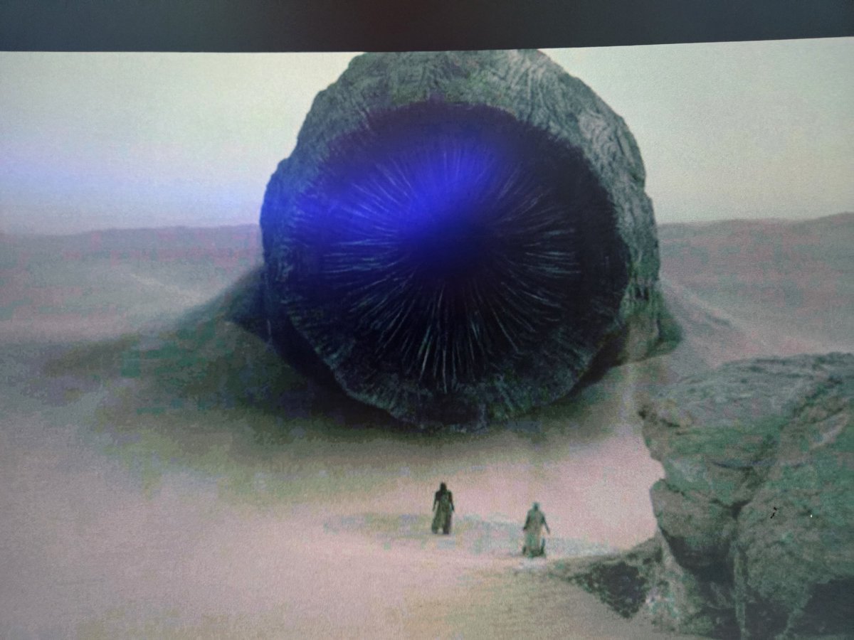Spoilers. This is dune part 1. But in the book im pretty sure this scene Herbert says it's like 100 or 200 meters across for its mouth alone. Idk id have to go back and look. Just saying