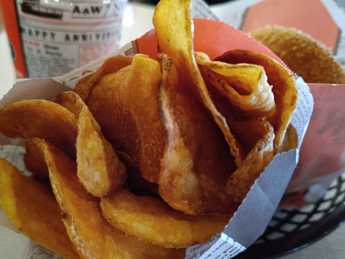 ハンバーガーの脇にバーガーよりも大きな割合でチップスがあって正義を感じる