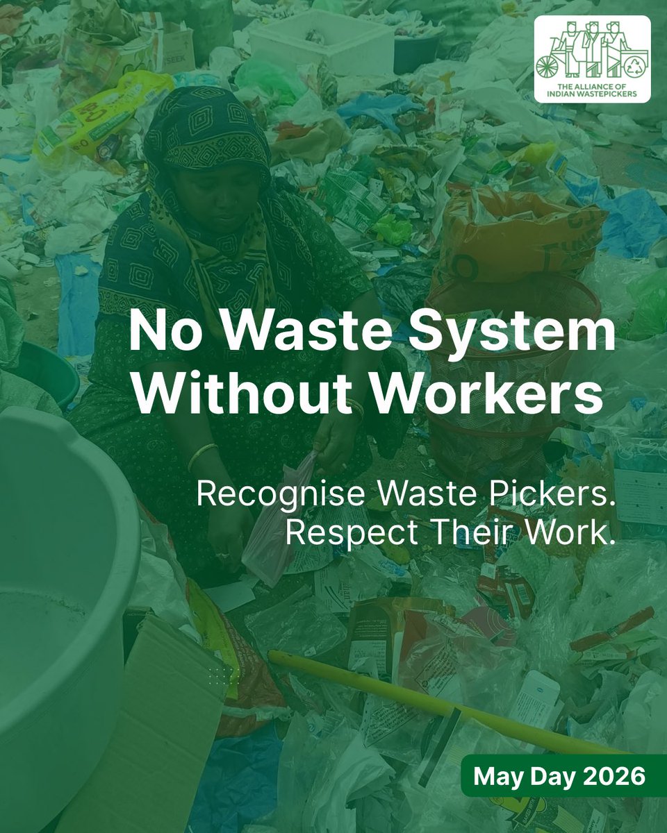 AIWastepickers's tweet photo. #MayDay is about workers.

#Waste pickers have always played a key role in India’s waste management system, reducing landfill waste, enabling #recycling and saving cities money.

However, their labour remains largely invisible. https://t.co/GE7e5UkrV3