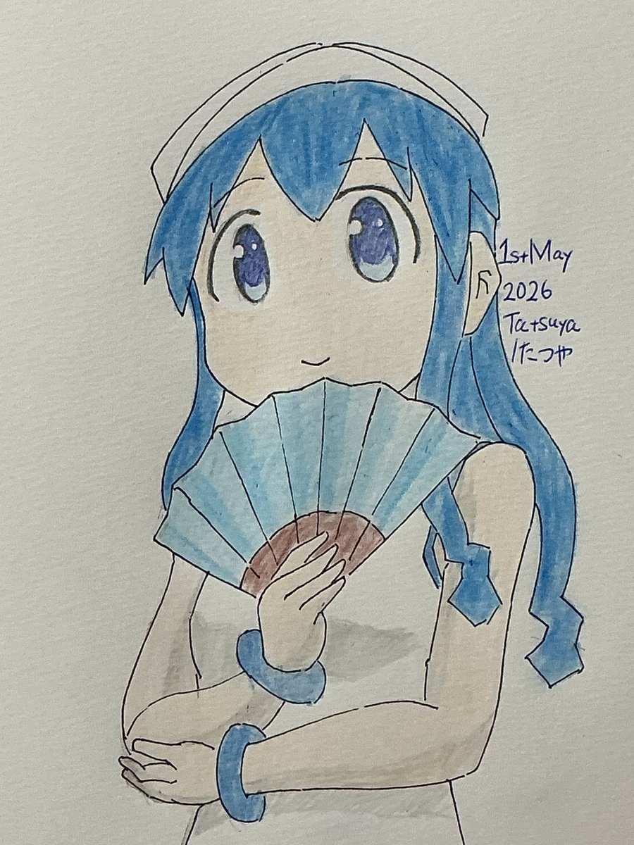 hufuf's tweet image. Illustration / #Drawing / #イラスト of Squid Girl / イカ娘
For Handheld Fan Day / 扇の日