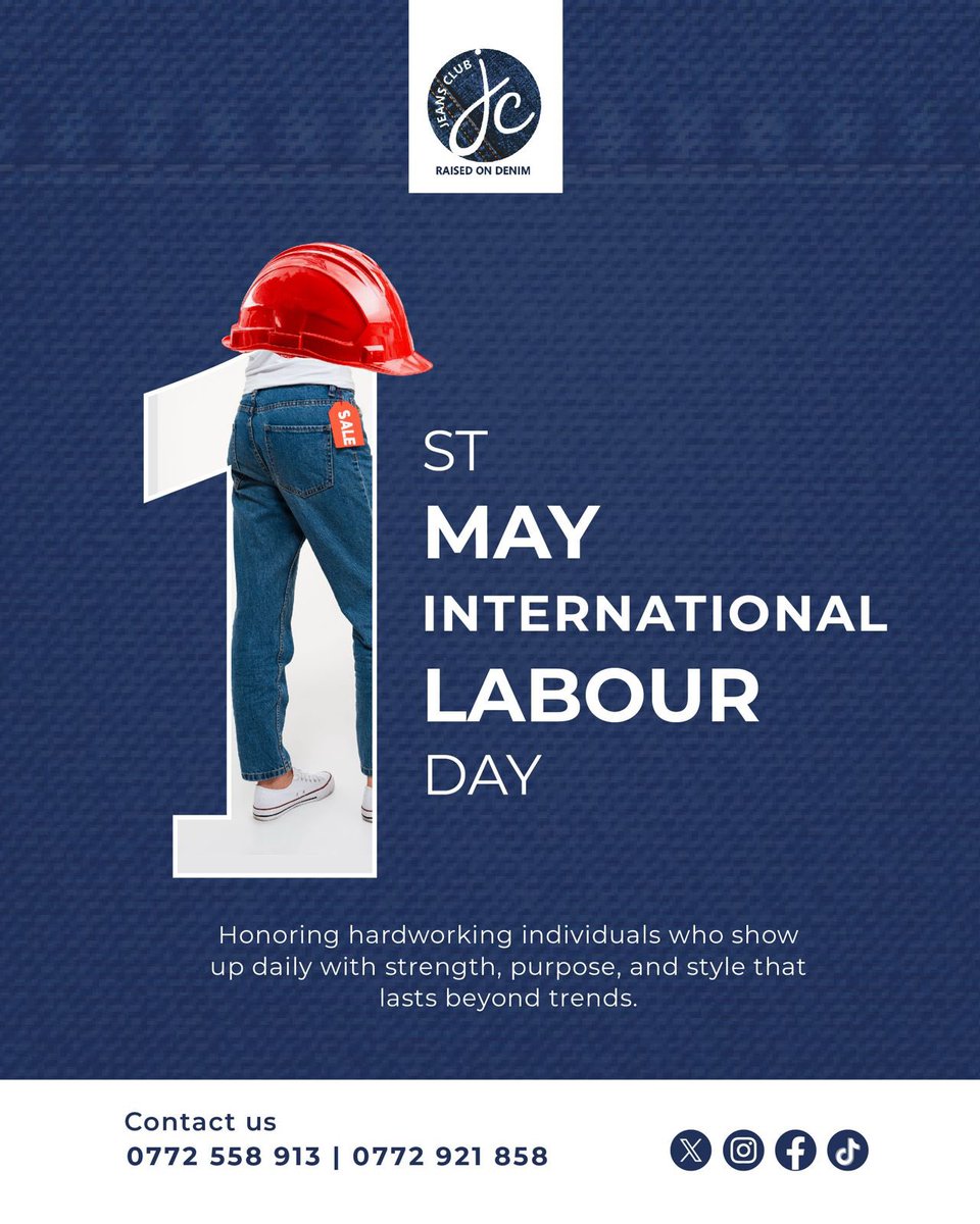 jeansclub_ug's tweet photo. Honoring the hardworking who show up daily with strength, purpose, and timeless style that never fades. ๐๐ชโจ #LabourDay2026 #JeansClub #WorkInStyle https://t.co/9KIVrVo46o