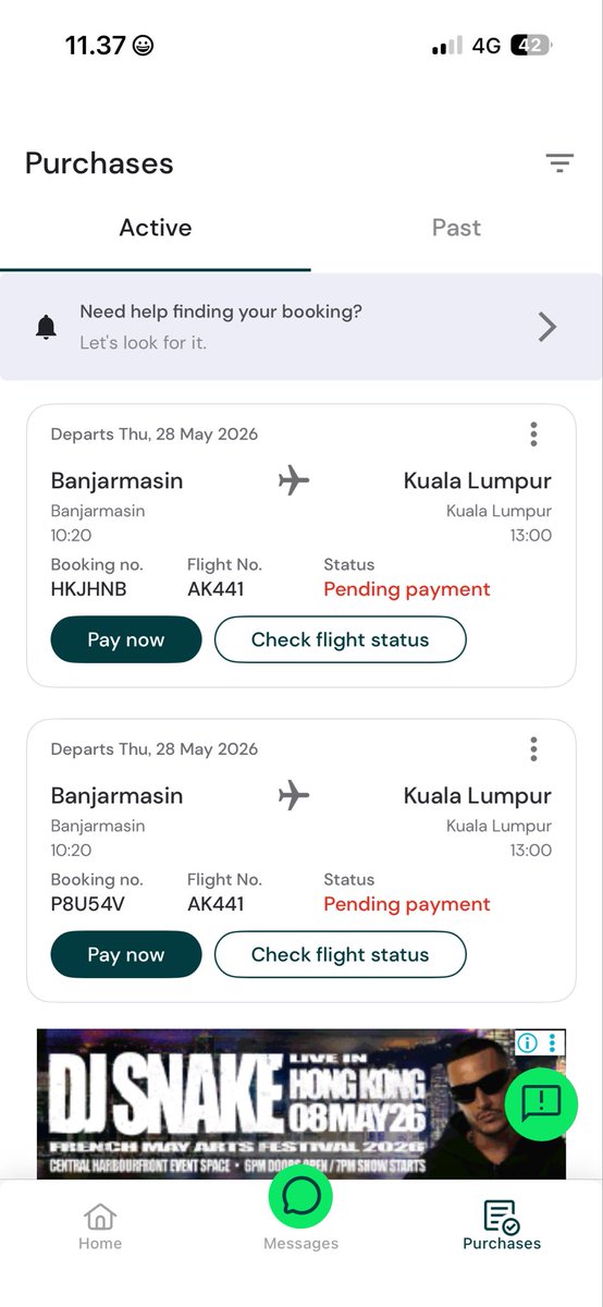 eemmlly's tweet photo. @airasia_indo @airasia halo ka, saya ada purchase tiket PP BDJ - KUL, ovo saya sudah terpotong namun tiketnya tidak issued dan di air asia move statusnya pending payment padahal sudah berhasil bayar. Bagaimana ini???? https://t.co/MVjlYQliOU