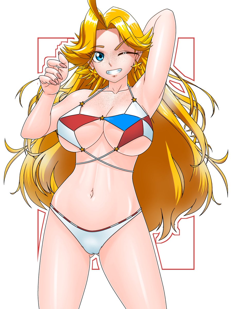#GWなので金髪を愛でます
星条旗ビキニ(とスリングショット)と金ビキニも
#仮面アメリカ 