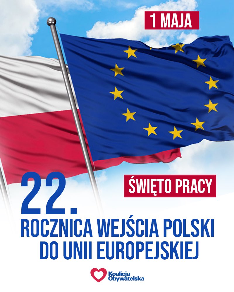 Dziś obchodzimy Święto Pracy oraz 22. rocznicę wejścia Polski do Unii Europejskiej 🇵🇱🇪🇺