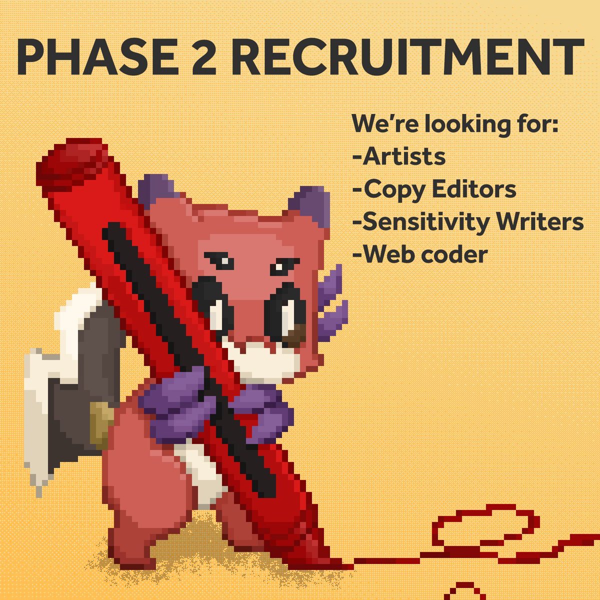 RuzeVNproject's tweet photo. 💢THE RUZE VISUAL NOVEL PROJECT PHASE 2 RECRUITMENT OPEN 💢

The Ruze Visual Novel Project is starting phase 2 and we're looking to expand the team! Details in the form!

💢 Apply: https://t.co/WxU7o1st0y 

💢 Reposts GREATLY appreciated! #crimzonmuze #holostarsen https://t.co/YYZRi5CTPu