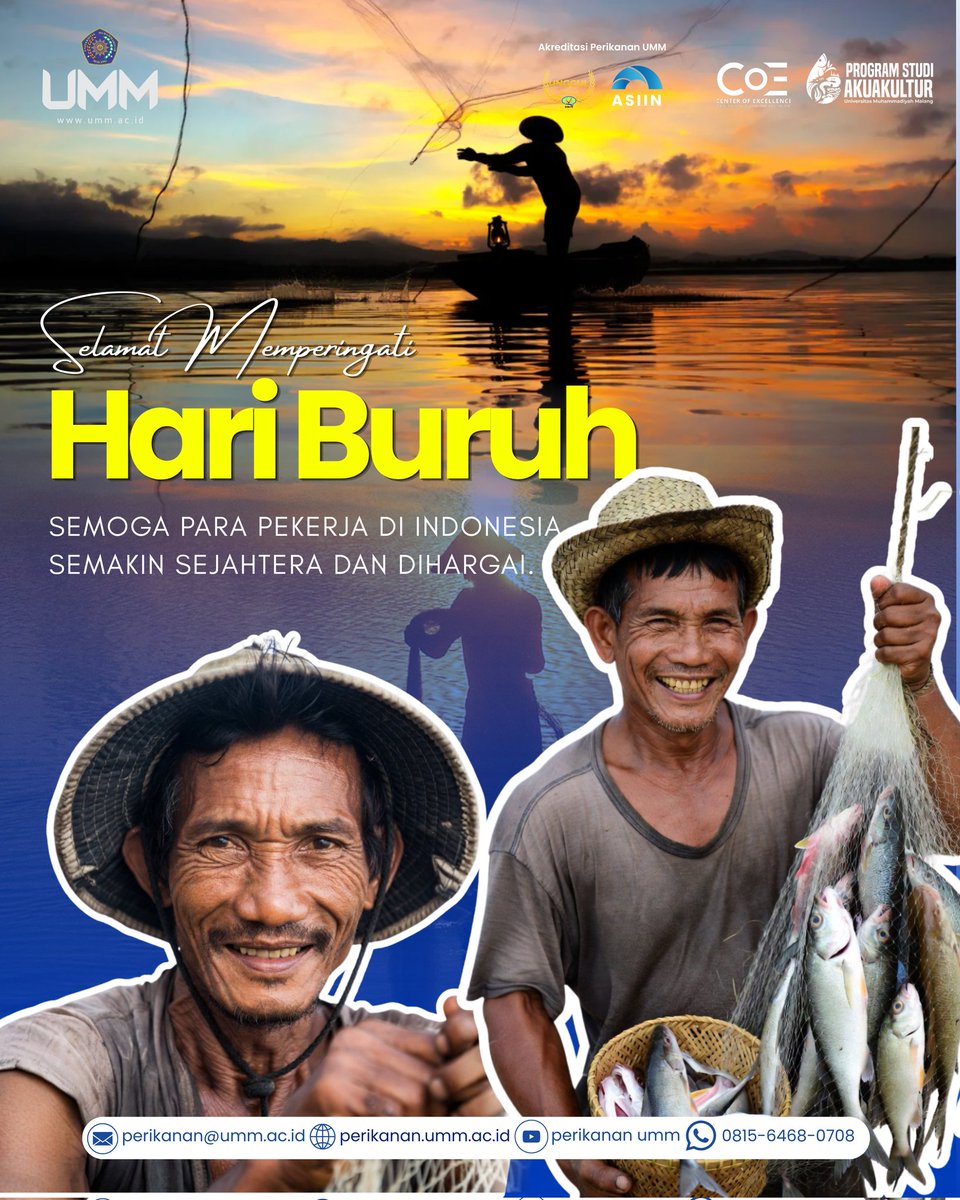 PerikananUMM's tweet photo. Selamat Hari Buruh bagi seluruh pekerja Indonesia

Terima kasih untuk seluruh pekerja Indonesia yang terus berjuang, termasuk para nelayan dan pelaku perikanan yang menjadi pilar ketahanan pangan bangsa. https://t.co/kCElAh8FvH