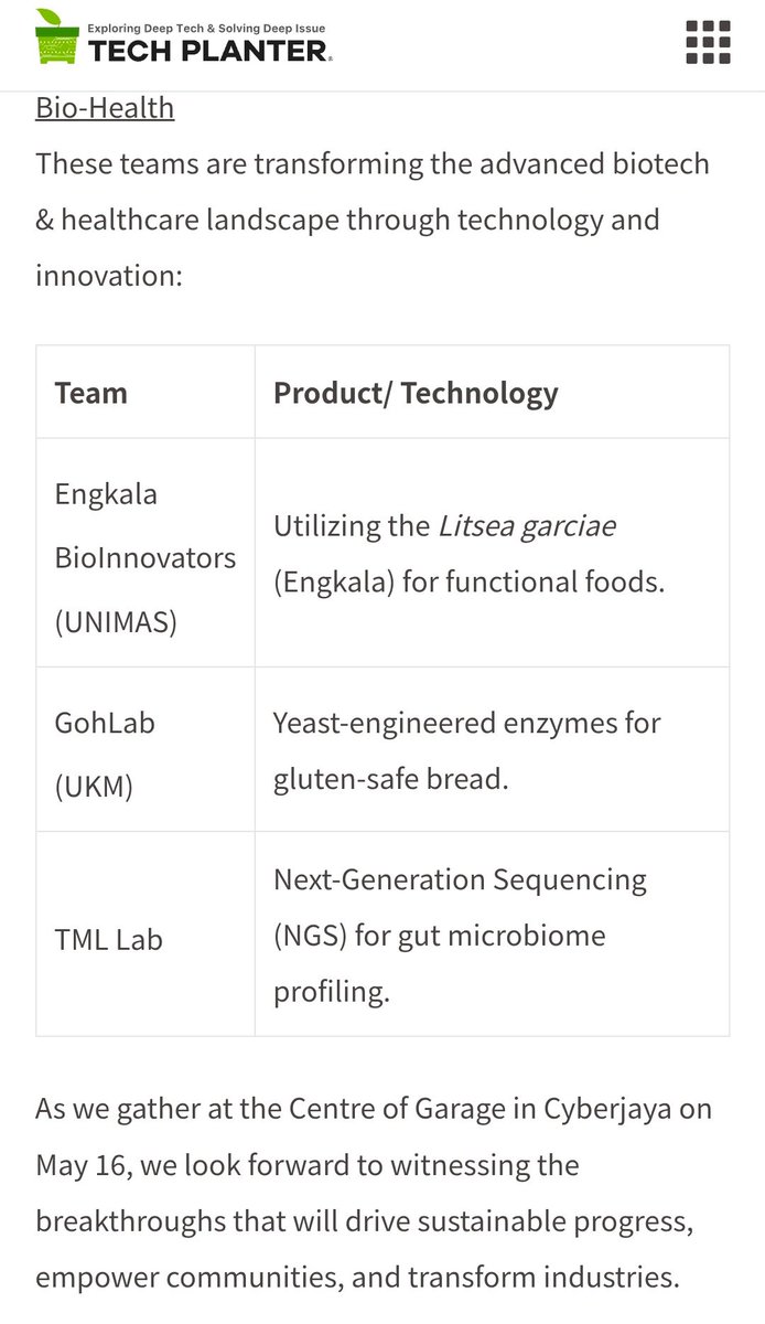 GohLab's tweet photo. Glad to share that #GohLab has been shortlisted as a finalist for the upcoming Leave-a-Nest Tech Planter event 
@INBIOSIS @ukm_my @inovasiukm

#techplanter https://t.co/BDJAbQtZFC