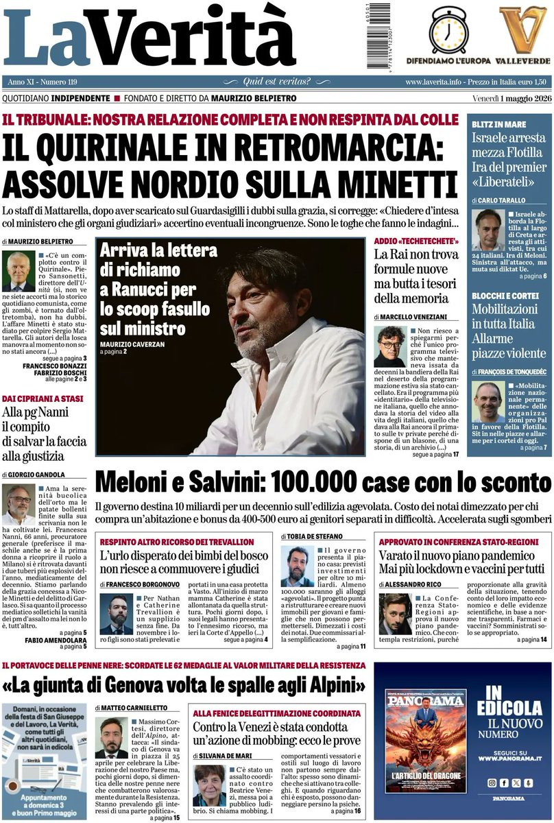 IL QUIRINALE IN RETROMARCIA: ASSOLVE NORDIO SULLA MINETTI
Lo staff di Mattarella,  dopo aver scaricato sul Guardasigilli  i dubbi sulla grazia. si corregge "Chiedere d'intesa col ministero che gli organi giudiziari"  accertino eventuali incongruenze. Sono le toghe che fanno le