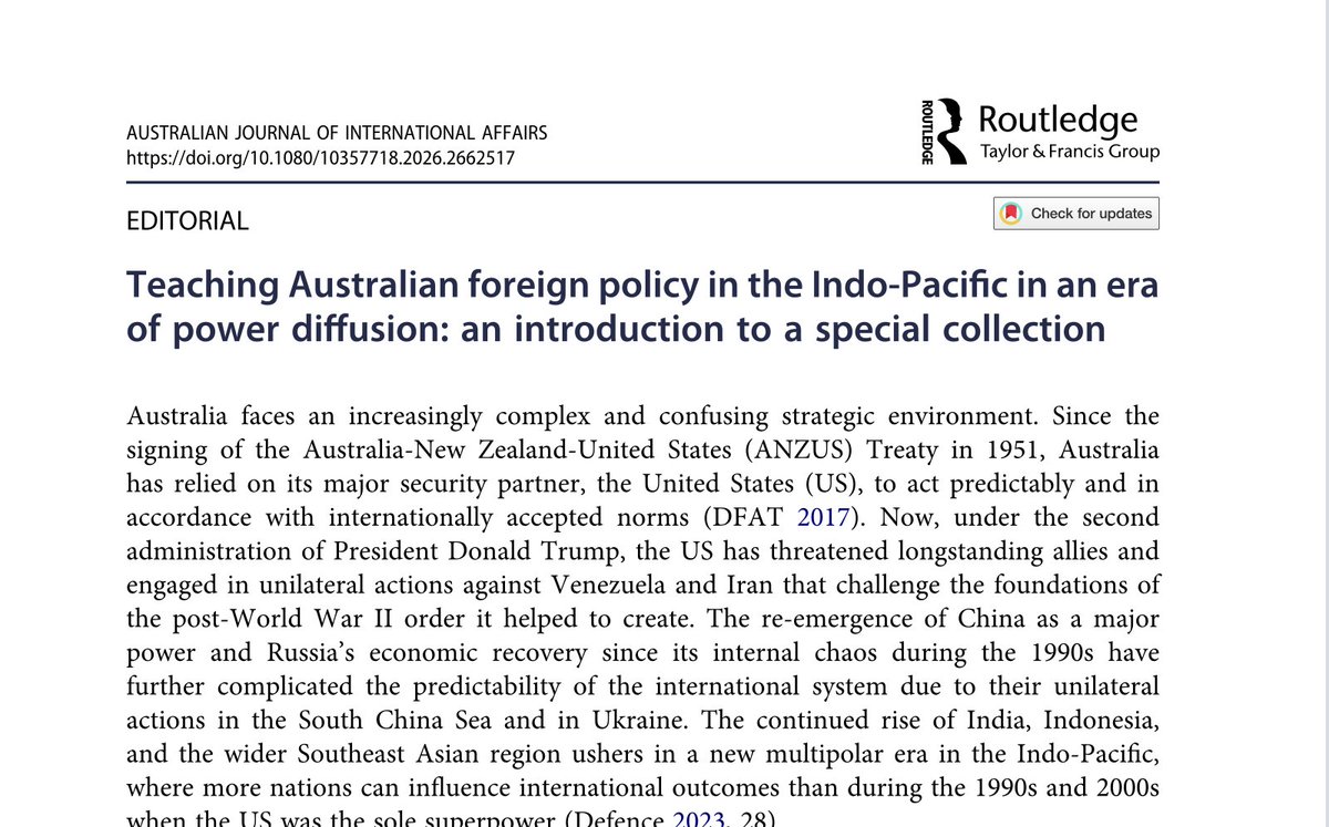 Australian Journal of International Affairs. tweet media