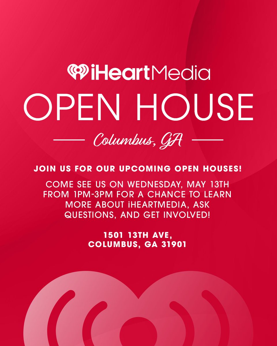 WJYZ's tweet photo. 📢 Get to know iHeartMedia!
You’re invited to our Open House on Wednesday, May 13th from 1–3 PM. Come meet our team, discover what we do, and check out exciting career opportunities right here in Columbus. ✨
We can’t wait to welcome you! https://t.co/ggeyQvpvsE