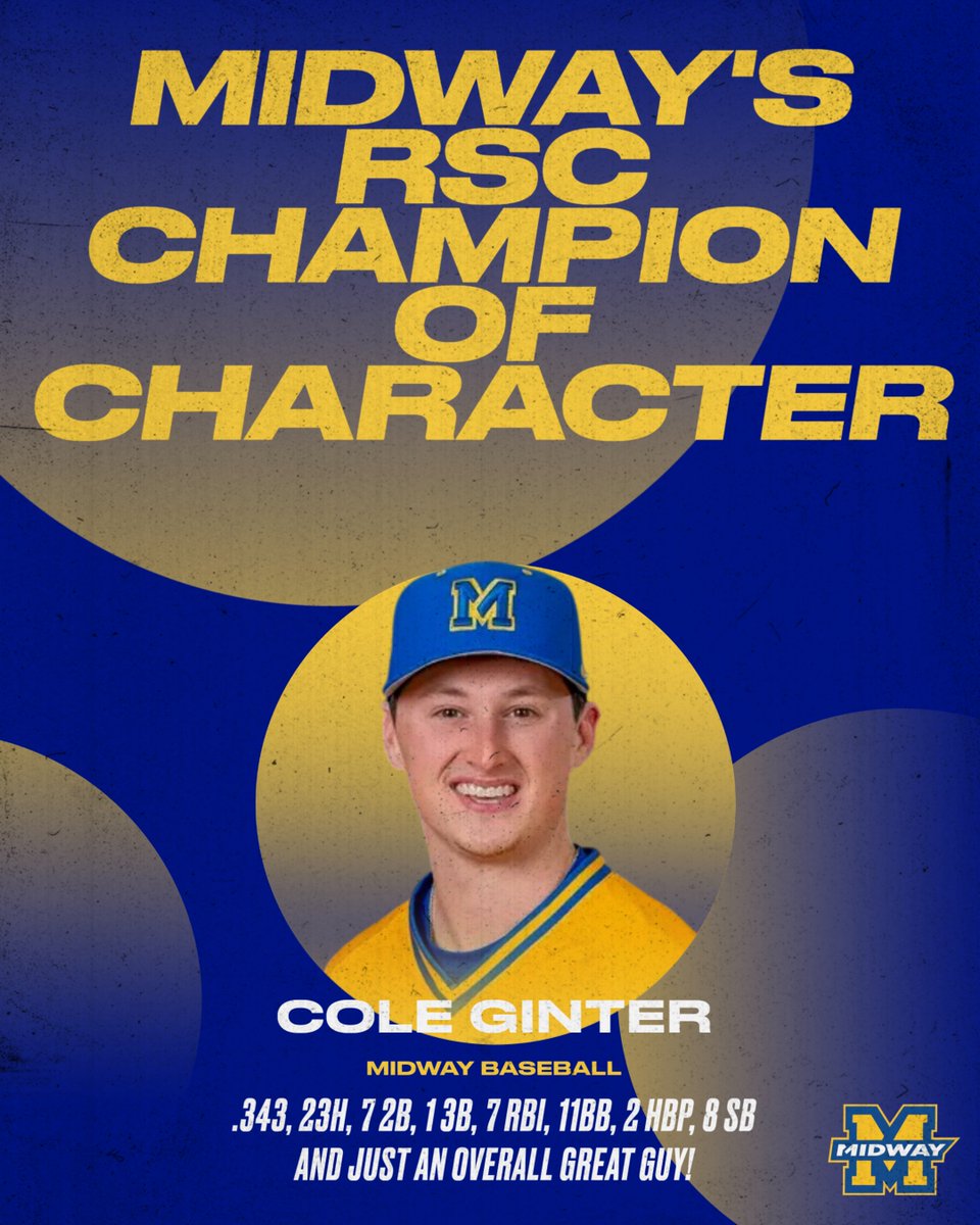 MidwayUBaseball's tweet image. RSC Champion of Character! 

Congrats to Cole Ginter for this honor! 

#Team10 #Roots
