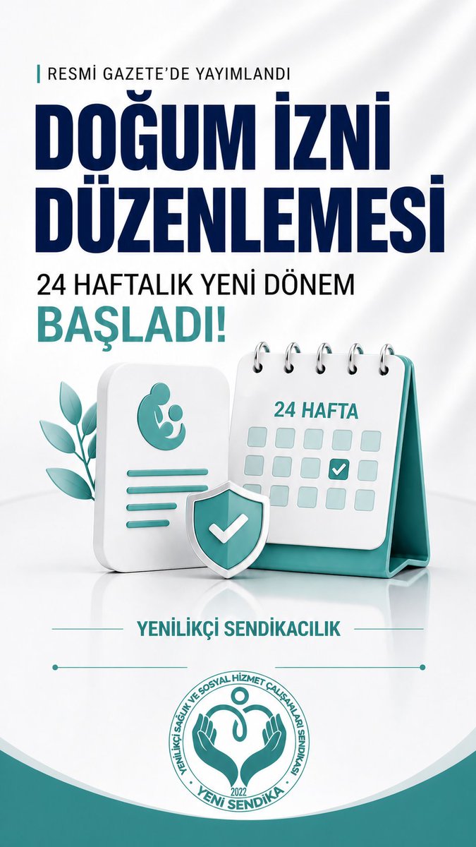 YenisendikaORG's tweet photo. Resmi Gazete’de yayımlandı: Doğum sonrası izin süresi 16 haftaya çıkarıldı!
Önemli bir kazanım, ancak yeterli değil.
📣 Yeni Sendika olarak talebimiz net:
➡️ Ücretli izin süresi 24 ay olmalı
➡️ Kreş desteği sağlanmalı
➡️ Doğum ve çocuk yardımları artırılmalı
🔗 Detaylar: https://t.co/dBBabAYlzJ⁠�
👨‍👩‍👧‍👦 Güçlü aile, güçlü toplum!
#YeniSendika #Doğumİzni #Aile #KamuÇalışanları