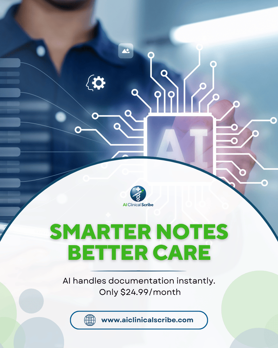 AICScribe's tweet photo. Manual documentation is slowing you down

Let AI handle your clinical notes instantly, so you can focus on what truly matters: your patients.

Fast. Accurate. Affordable.
Only $24.99/month.

Make the switch today.

#AIHealthcare #AItool #AIScribe #AI #HealthcareInnovation #Medtwt https://t.co/1bVlUUf6JY