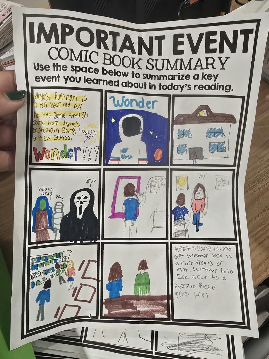 the_dailyapple's tweet image. Here's one of the ways we integrate art, reflection, and summarizing into our ELA curriculum! 😉

We believe students learn best when they're engaged! By crafting their own comic, they are grasping the main idea and key details effortlessly! #makelearningfun #comicbooksummary