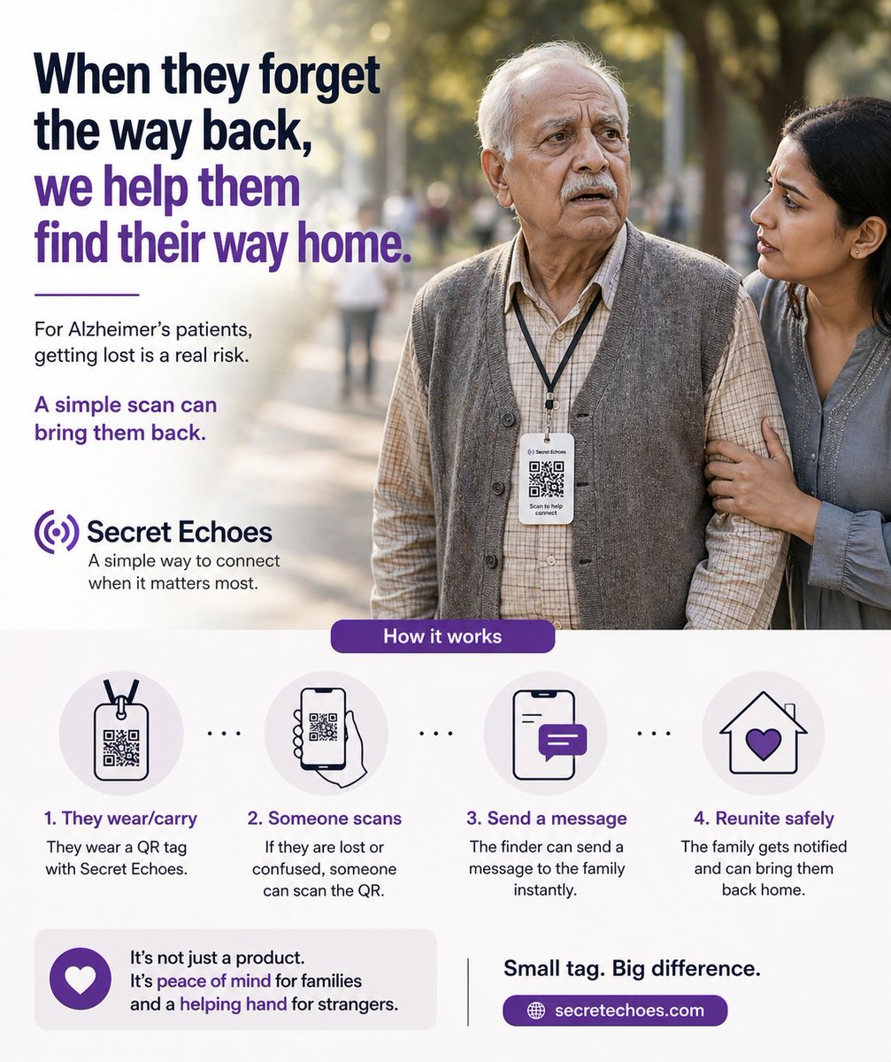 Apurv21379821's tweet image. Getting lost isn’t just about direction.

For Alzheimer’s patients,
it’s about losing connection.

One scan can bring that back.
👉 secretechoes.com

#AlzheimersAwareness #TechForGood #HumanImpact