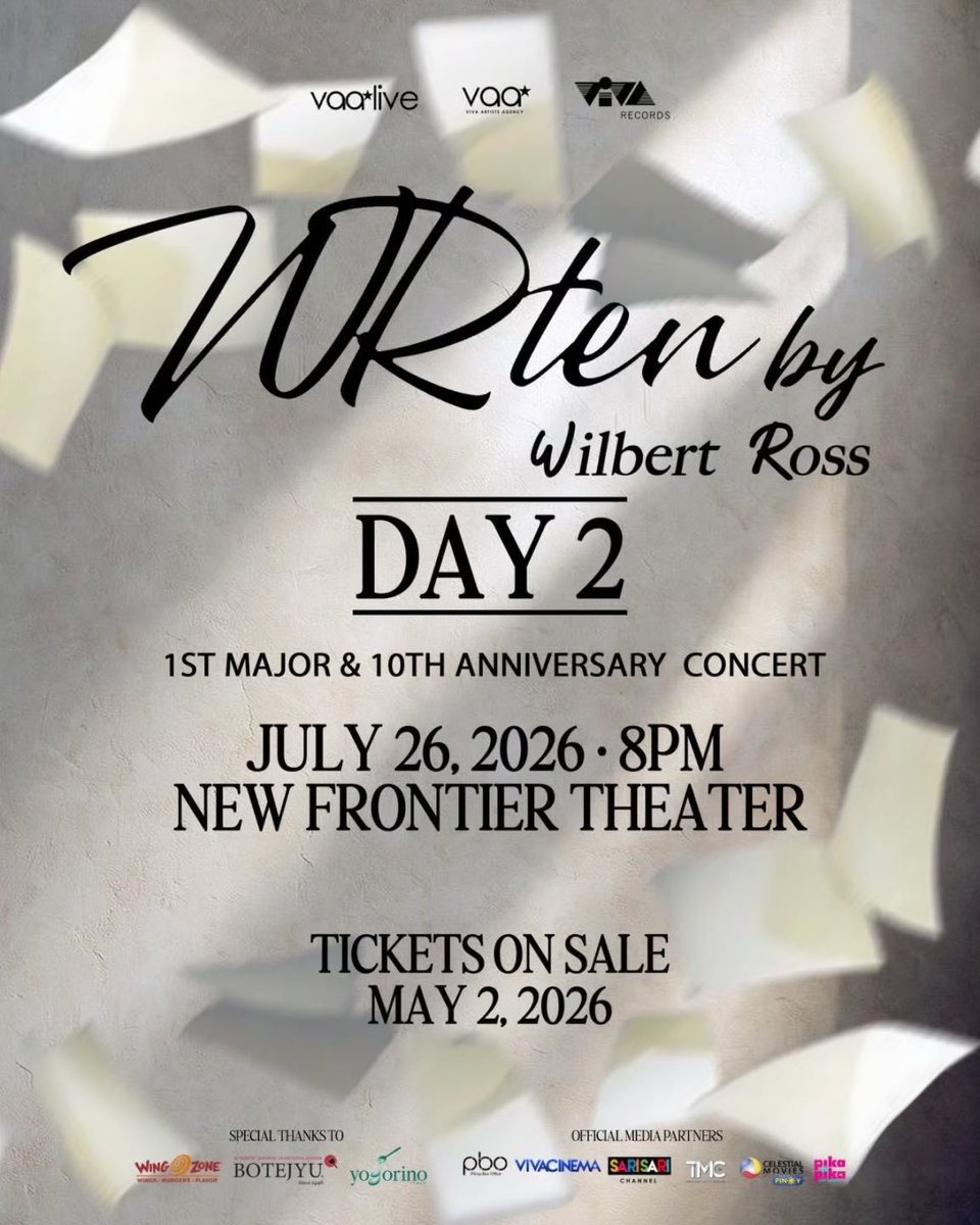 itswilbertross's tweet photo. Dahil sa walang sawang suporta at pagmamahal ninyo🙏🏼🧡 Magkakaroon na ng DAY 2 ang WRTen by Concert!
I just wanna sing and perform infront of the people na gusto marinig ang musika ko 
Salamat ❤️

🎟 Tickets go on sale tomorrow (May 2) at 12NN via Ticketnet site & outlets
 📍 July 25 & 26 | New Frontier Theater
Kita-kits! 💖🥰
 #WRTenbyWilbertRossConcert