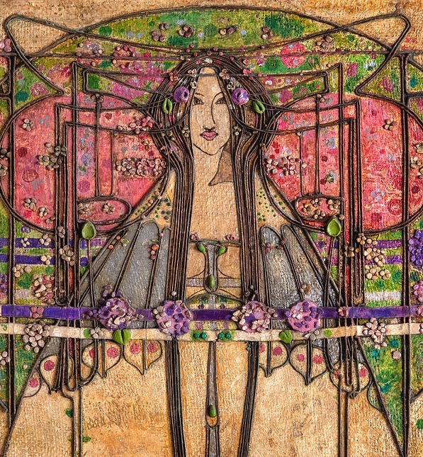 womensart1's tweet image. The Queen of #May, 1900, (detail) by Margaret Macdonald Mackintosh of the Glasgow School, who pushed the boundaries of Art Nouveau  #WomensArt #May1st #FridayFeeling