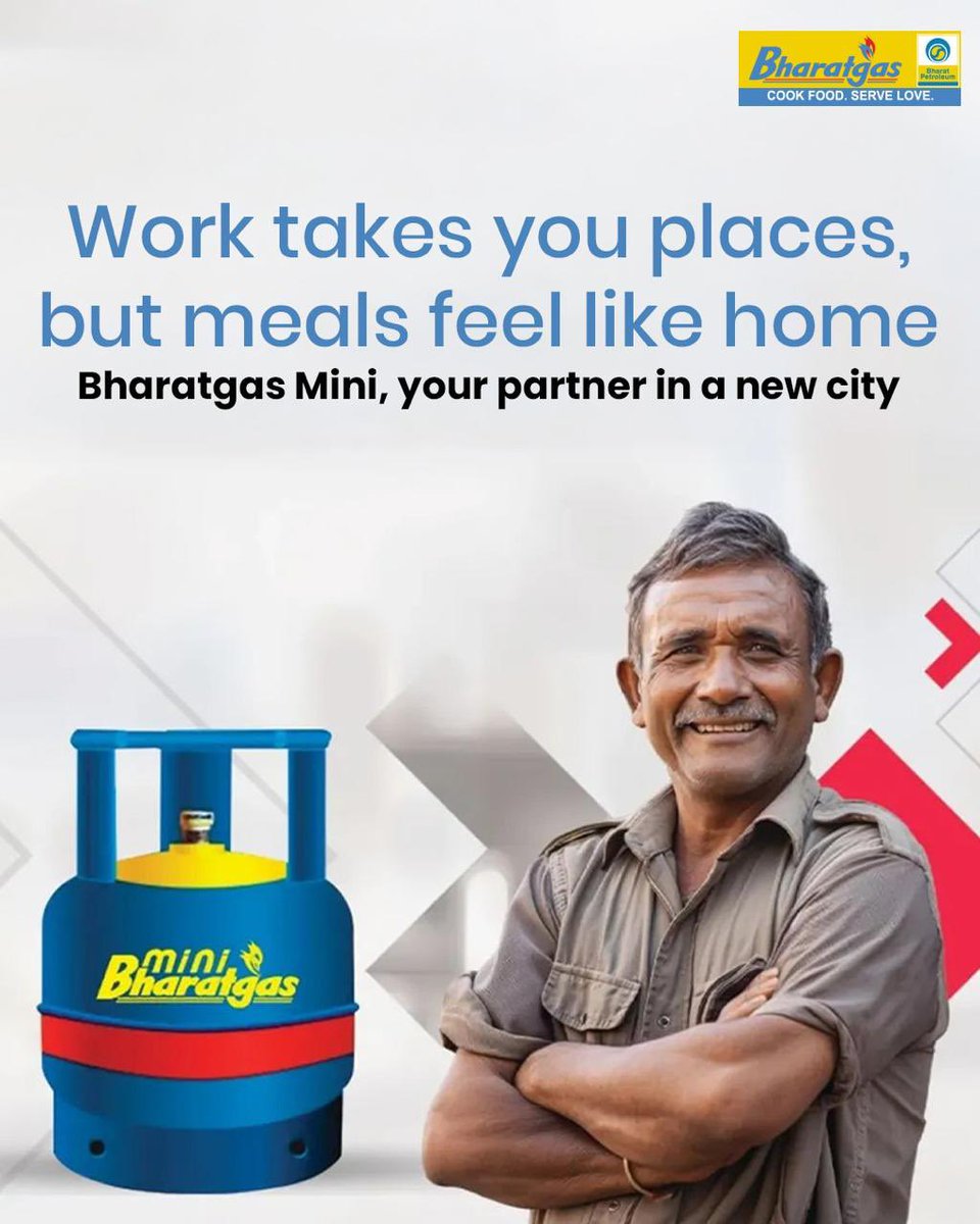 BharatgasD73085's tweet image. Compact, portable, and always within reach—Bharatgas Mini keeps you prepared without the hassle. Ideal for students and migrant workers.
@BPCLimited @BPCLLPG @PetroleumMin @HardeepSPuri @Secretary_MoPNG
#BharatGasMini #StayPrepared #Convenience #NoWorries