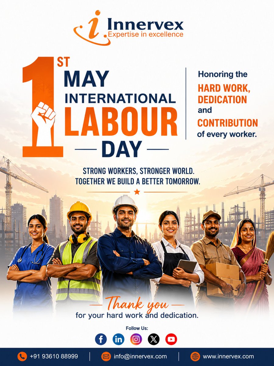 Innervex's tweet photo. Today, we honor the dedication, commitment, and contribution of every worker whose efforts keep the world moving forward.

Happy International Labour Day!

#LabourDay #InternationalWorkersDay #Innervex #May1 #WorkerRespect https://t.co/MejYUKJD8V