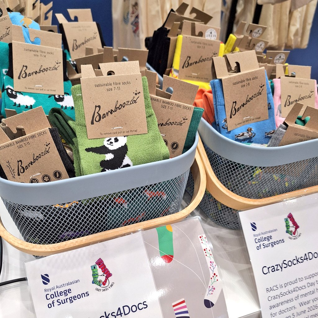 LiangRhea's tweet photo. Don't forget to pick up your socks at the @RACSurgeons stand at #RACS26! They run out every year, and they're for such a good cause. 🤗🧦 #Socks4Docs https://t.co/cTZmhBHj72