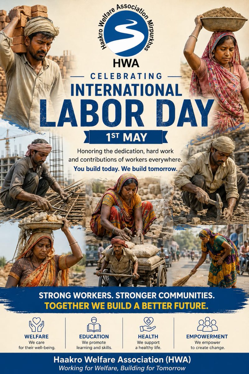 HaakroA's tweet photo. Haakro Welfare Association celebrating "International Labor Day".
Respecting labor rights is not just a legal obligation but a moral duty. 
A society that values its workers and treats them fairly builds a stronger, more stable, and more humane future. https://t.co/54DxUDuJnx