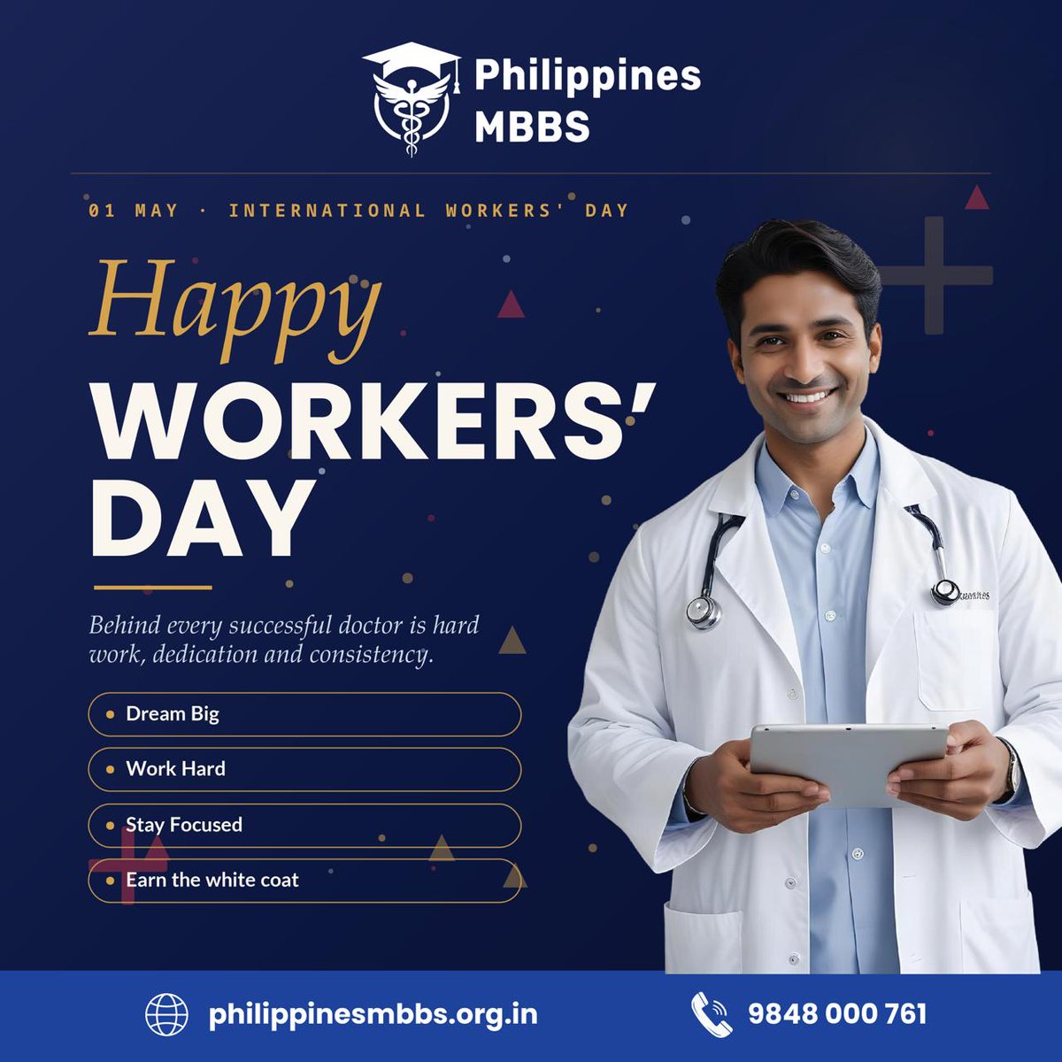 phillippinsmbbs's tweet image. Happy Workers’ Day 👨‍⚕️
Dream Big. Work Hard. Stay Focused.
Your white coat journey starts today!

📞 9848 000 761
🌐 philippinembbs.org.in

#WorkersDay #MBBSAbroad #FutureDoctor #StudyMedicine #DoctorDream #Motivation