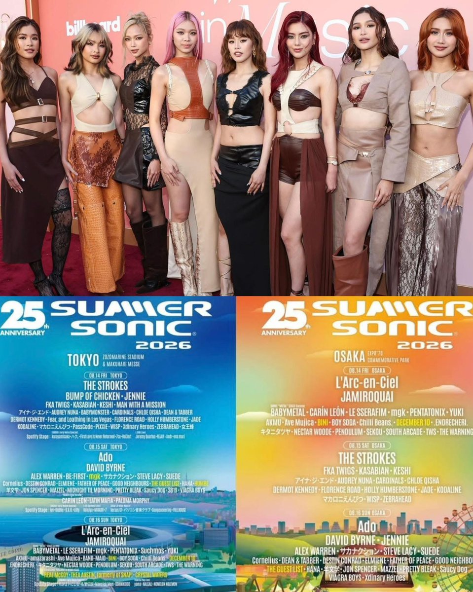 kowalerts's tweet image. BINI For Summer Sonic 2026 in Japan. 👏👏😍😍

Another First ng #BINI dahil sila ang magiging first Filipino girl group na magpe perform sa major music festival ng Japan! 😍
