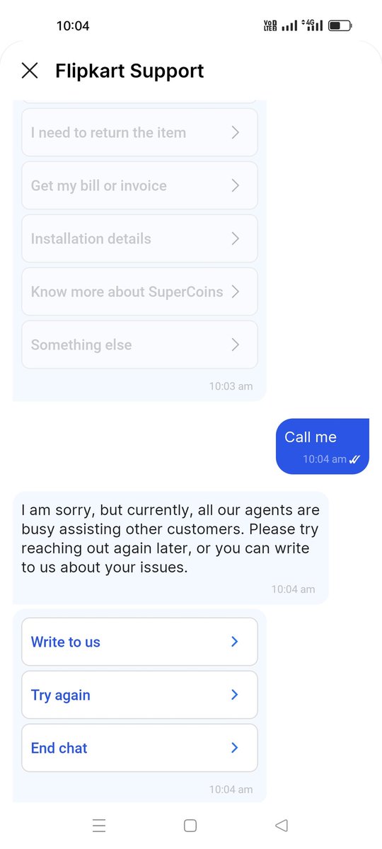 LTYAGIUPPSSBJR's tweet photo. @flipkartsupport @Flipkart @CTATech Call on hold and intallation cancelled 
फ्लिपकार्ट suporter not call option 
क्या मुझे अब consumer कोर्ट में ही complain करनी होगी https://t.co/gnCxwvYuRI
