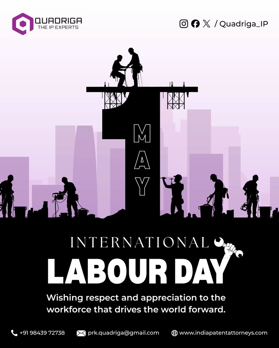 Quadriga_Ip's tweet image. 👷‍♂️Happy International Labour Day! ✨👷‍♀️
Celebrating the hard work, dedication &amp;amp; spirit that drives progress 🚀
At Quadriga – The IP Experts 🛡️, we protect the ideas built through effort
📞 +91 98439 72738
🌐 indiapatentattorneys.com

#LabourDay #InternationalLabourDay #Quadriga