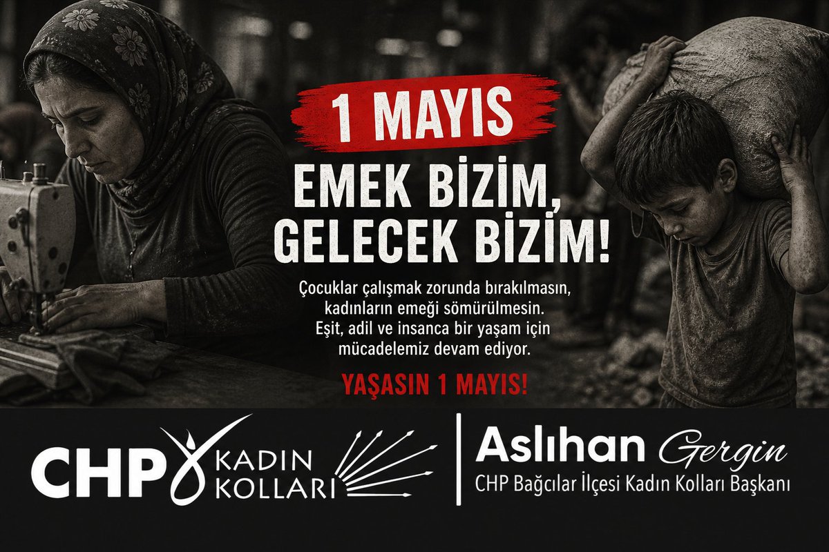 aslimcern's tweet photo. 1 Mayıs
Bugün meydanlarda büyük sözler söyleniyor…
Ama gerçek hayat o kadar süslü değil.
Bu ülkede hâlâ çocuklar okula gitmek yerine çalışıyor.
Küçücük eller oyuncak tutması gerekirken yük taşıyor.
Kadınlar…
Evde, işte, sokakta çalışıyor.
Ama ne güvencesi var ne de emeğinin tam karşılığı.
Sabahın köründe işe gidip akşam yorgun düşen,
Ay sonunu getiremeyen,
Çocuğuna “bugün de idare et” demek zorunda kalan binlerce kadın var.
Bu bir tercih değil.
Bu bir mecburiyet.
1 Mayıs sadece kutlama günü değil,
Bu gerçeği görme günüdür.
Emeğin sömürülmediği,
Kadınların ezilmediği,
Çocukların çalışmak zorunda kalmadığı bir düzen mümkün.
Ama kendiliğinden olmayacak.
Ses çıkarırsak olacak.
#1MayısEmekveDayanışmaGünü 
#1mayısişçibayramı 
#1Mayıs2026