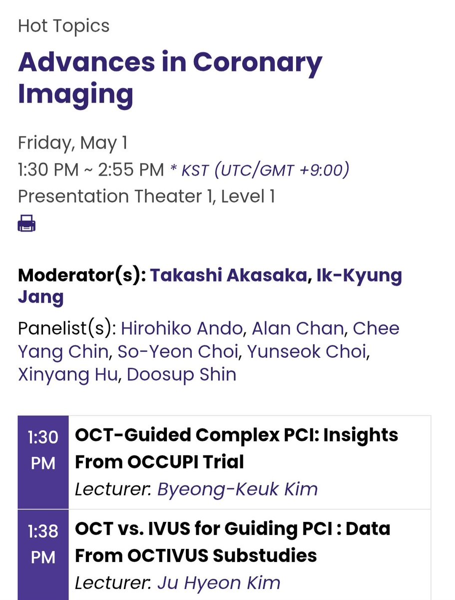 Zill_cardio's tweet image. #HotTopics

❤️‍🔥Join us NOW to learn about the Advances in Coronary Imaging

🕜1:30 PM ~ 2:55 PM * KST (UTC/GMT +9:00)
📍Presentation Theater 1, Level 1 &amp;amp; #ONLINE